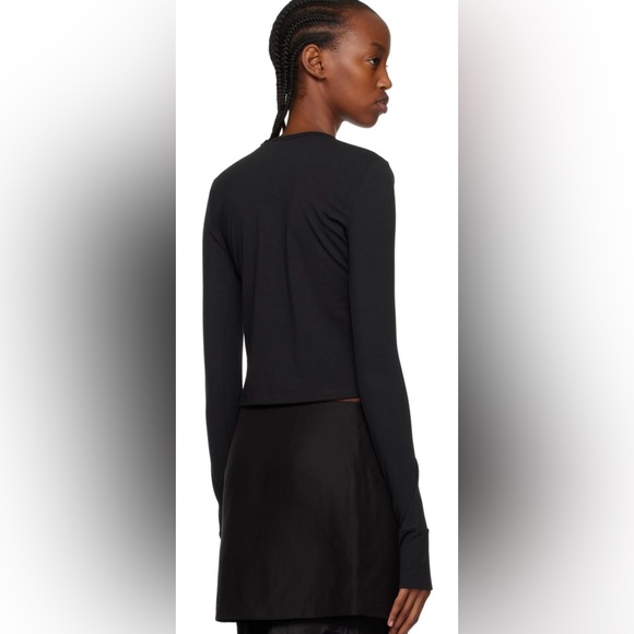 Helmut Lang ruched jersey Black color cardigan w/thumbholes, size Medium. - Picture 3 of 5